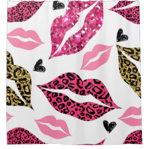 Rideaux De Douche Lèvres scintillantes : Motif de mode Leopard