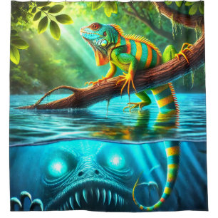 Rideaux De Douche Lézard et Monstre