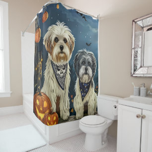 Rideaux De Douche Lhasa Apso Halloween Éffrayant