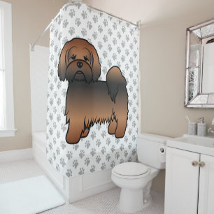 Rideaux De Douche Lhasa Apso Sable Rouge Chien de Dessin Animé Migno