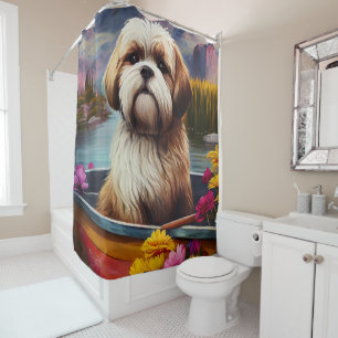 Rideaux De Douche Lhassa Apso sur une rame : une aventure Pittoresqu