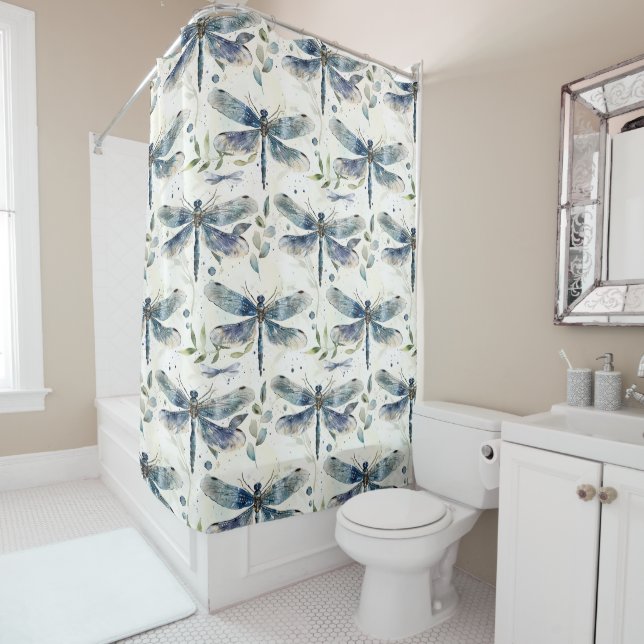 Rideaux De Douche Libellules bleues (En situation)