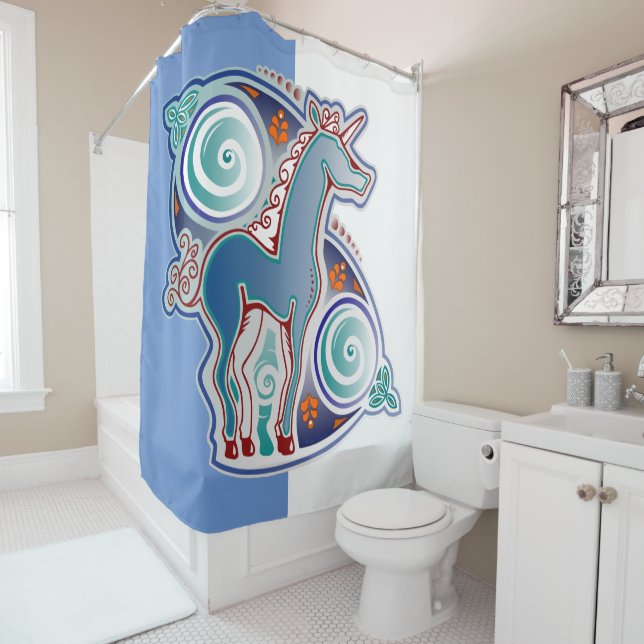Rideaux De Douche Licorne celtique (En situation)