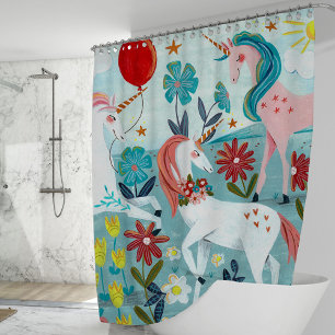 Rideaux De Douche Licorne jolies filles arc-en-ciel