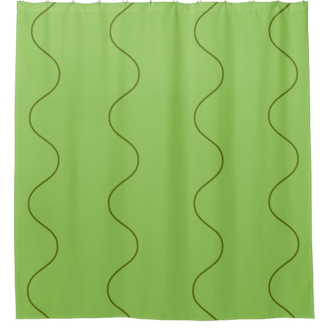 Rideaux De Douche Ligne ondulée verte groovy abstraite moderne minim (Devant)