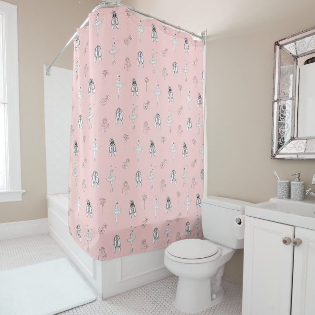 Rideaux De Douche Ligne rose Ballerina (En situation)