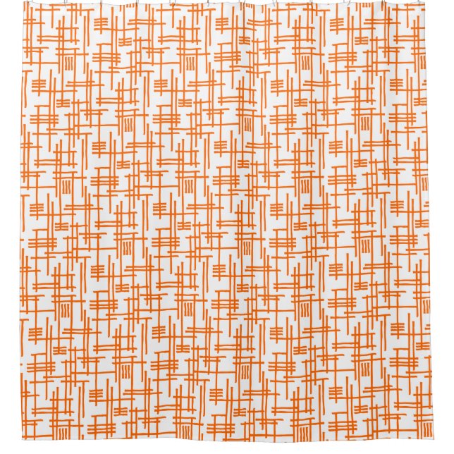 Rideaux De Douche Lignes Abstraites 120923 - Orange sur blanc (Devant)