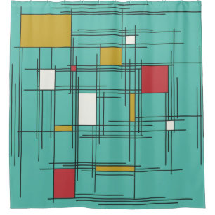 Rideaux De Douche Lignes d'art Abstraites des années 1940