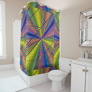 Rideaux De Douche Lignes dégradées multicolores géométriques moderne
