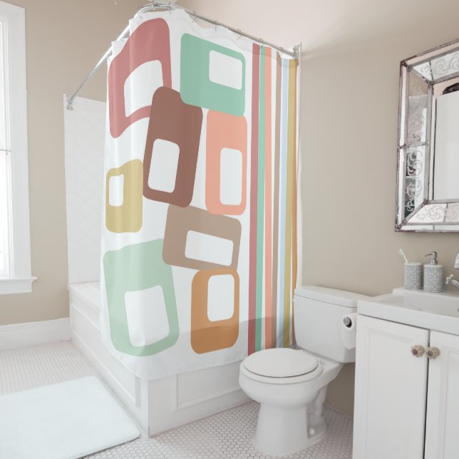 Rideaux De Douche Lignes et rectangles (En situation)