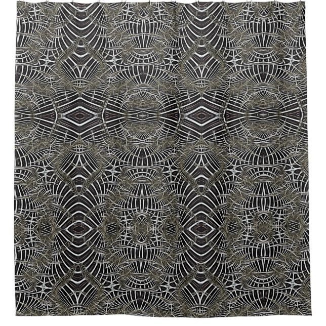 Rideaux De Douche Lignes funky Miroir Fractal Tribal Style Motif (Devant)