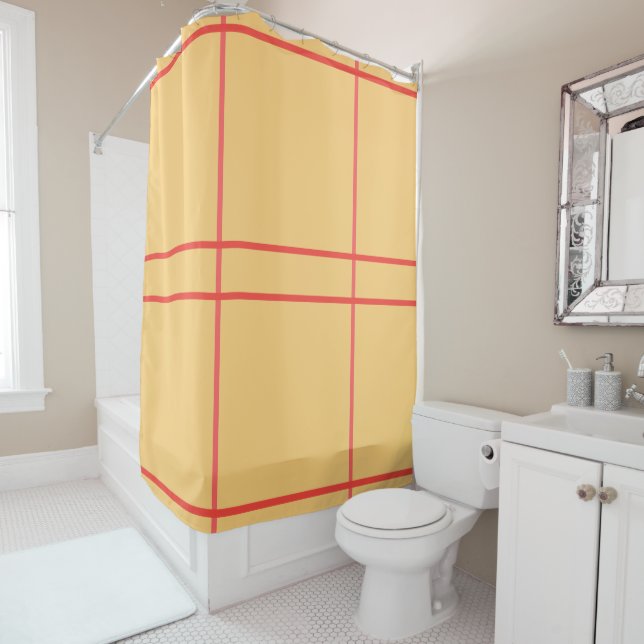 Rideaux De Douche Lignes géométriques jaune pêche (En situation)