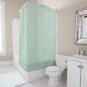 Rideaux De Douche Lignes géométriques verte et rose de la Monnaie Mo
