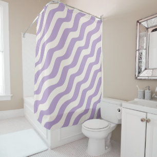 Rideaux De Douche Lignes Vives Violet Et Crème Stripes Psychédélique