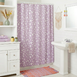 Rideaux De Douche Lila Violet et Blanc Points Abstraits