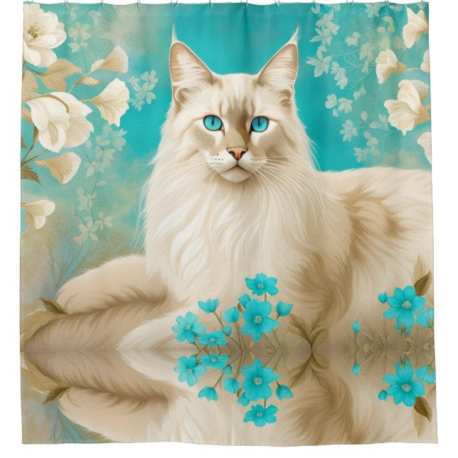 Rideaux De Douche Lilac Lynx Point Siamese Portrait Art (Devant)