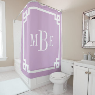 Rideaux De Douche Lilac Purple Grec Key Monogramme de bordure
