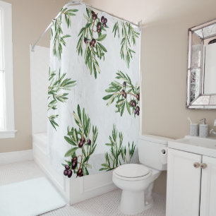 Rideaux De Douche L'île méditerranéenne grecque Feuille d'olive