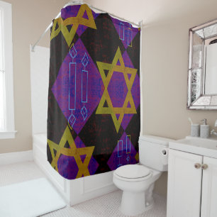 Rideaux De Douche L'image à thème Hanukkah de SlipperyJoe's jaune do