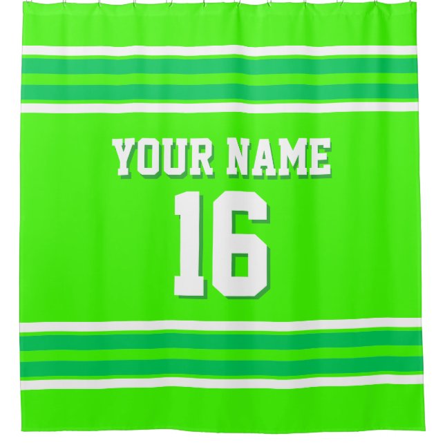 Rideaux De Douche Lime Emerald Green White Stripes Sports Jersey (Devant)