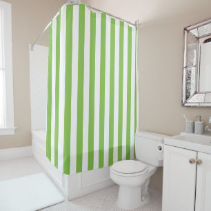 Rideaux De Douche Lime légère Vert et blanc Simple rayé