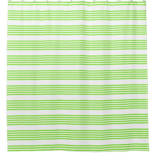Rideaux De Douche Lime vert et blanc cinq bandes motif (Devant)