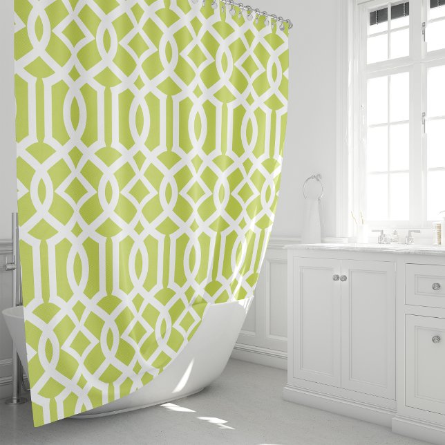 Rideaux De Douche Lime vert et blanc Trellis (Créateur téléchargé)