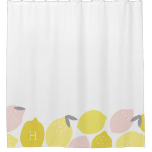 Rideaux De Douche Limonade rose décorée d'un monogramme