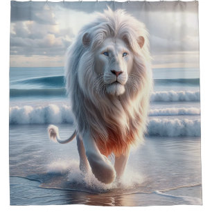 Rideaux De Douche Lion blanc