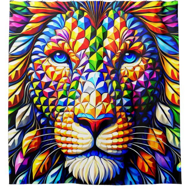 Rideaux De Douche Lion d'art coloré (Devant)