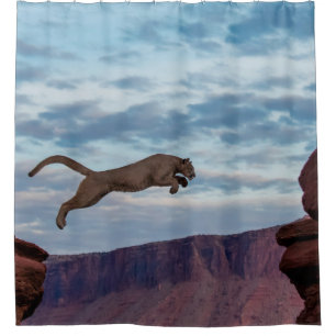 Rideaux De Douche Lion de montagne Jumping Matin Skysaut, lion, anim