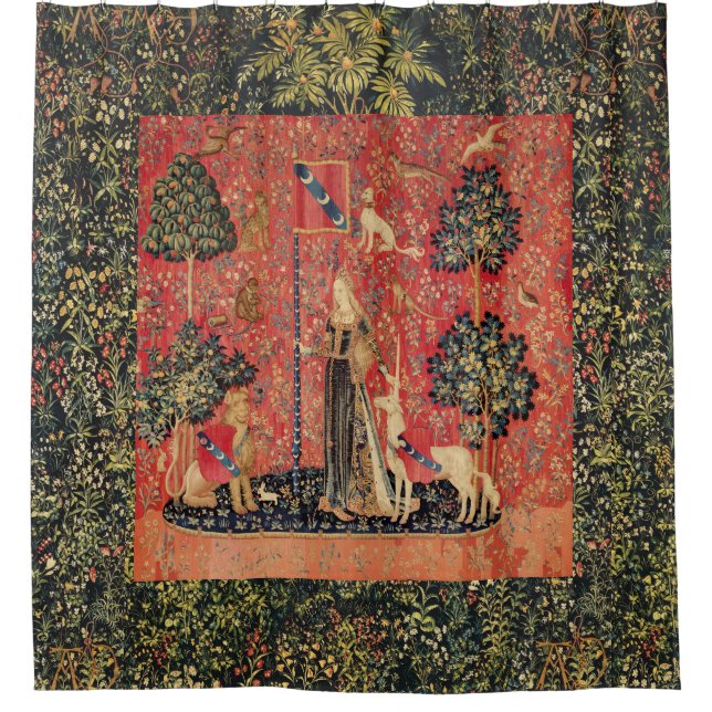 Rideaux De Douche Lion D'ENFANCE ET D'UNICORN, Fleurs D'Imaginaires, (Devant)