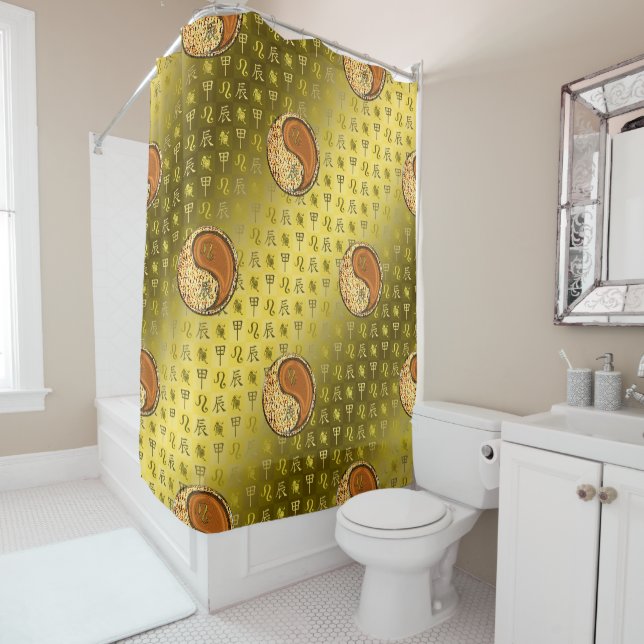 Rideaux De Douche Lion & Dragon de Bois (En situation)
