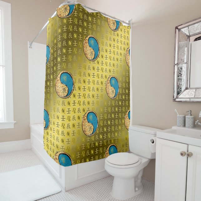 Rideaux De Douche Lion & Dragon d'eau (En situation)