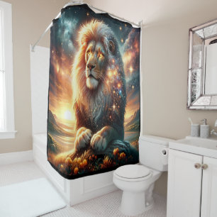 Rideaux De Douche Lion Galactique Cosmique Espace Lion Force Astrolo