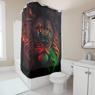 Rideaux De Douche Lion jaune vert rouge 01