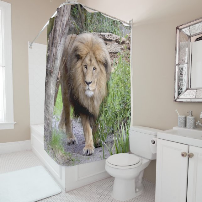 Rideaux De Douche Lion Photo Imprimer Douche Cutrain (En situation)