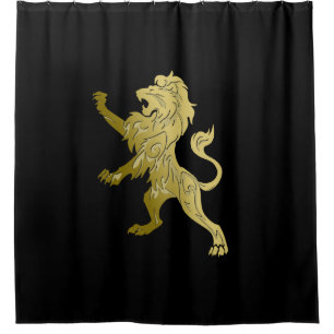Rideaux De Douche Lion royal d'or noir