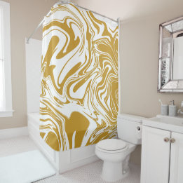 Rideaux De Douche Liquide Contemporain en marbre ocre jaune