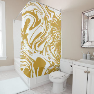 Rideaux De Douche Liquide Contemporain en marbre ocre jaune