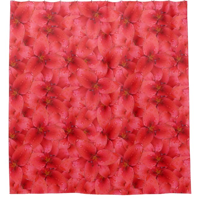 Rideaux De Douche Lis rouges de jardin de photo de fleur (Devant)