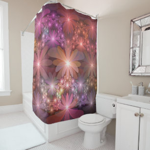 Rideaux De Douche Lit De Fleurs Coloré brillant Abstrait Fractage Ar