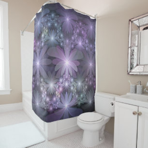 Rideaux De Douche Lit de fleurs tendance brillant art fractal abstra