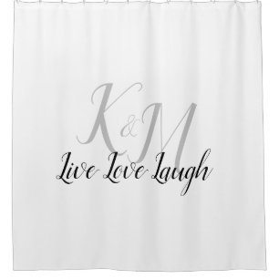 Rideaux De Douche Live Love Laugh with Couple's Initials