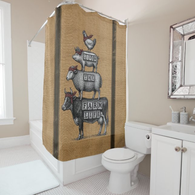 Rideaux De Douche Livin La Vie Agricole Burlap Styled (En situation)