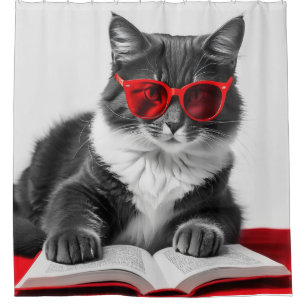 Rideaux De Douche Livre de lecture Cat