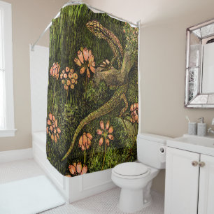 Rideaux De Douche Lizard et Fleur sauvage de style Art nouveau néerl