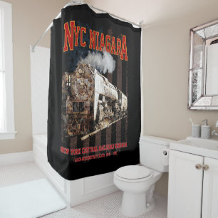Rideaux De Douche Locomotive à vapeur Niagara NYC avec drapeau améri
