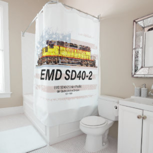 Rideaux De Douche Locomotive diesel EMD SD40-2. drapeau américain