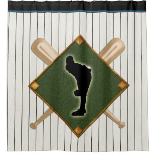 Rideaux De Douche Logo de filet de base-ball avec le broc